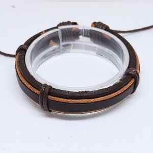 Men's Leather Bracelet Layered Brown f5‎
